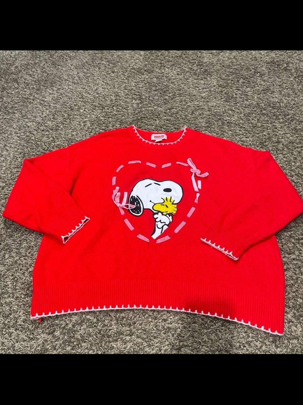 peanuts, snoopy, and Woodstock heart ribbon sweater size 2X
